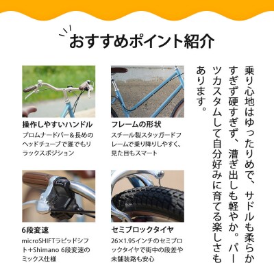 【エイリン】組立済み発送 シティサイクル 26型 TROVE Lit (pale gray)