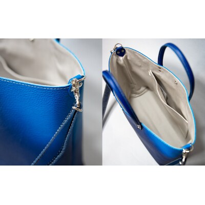 【池内友禅】SOMEA brume レザートートバッグM(タンゴブルー) |京都 友禅染