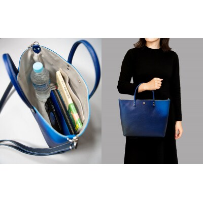 【池内友禅】SOMEA brume レザートートバッグM(タンゴブルー) |京都 友禅染