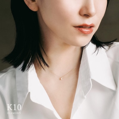 【心葉/京都】K10 天然ダイヤモンド×2石 0.08ct ネックレス「イエローゴールド」