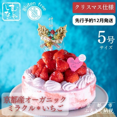 《数量限定・先行予約》【むしやしない】京都産オーガニックミラクル*いちご クリスマスケーキ5号
