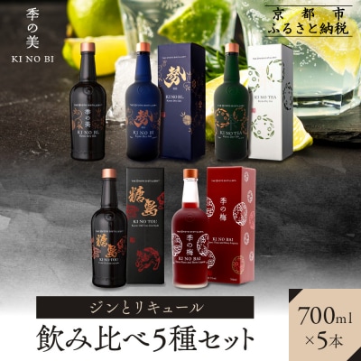 【京都蒸溜所】ジンとリキュール飲み比べ5種セット(季の美&勢&季のTEA&季のTOU&梅)