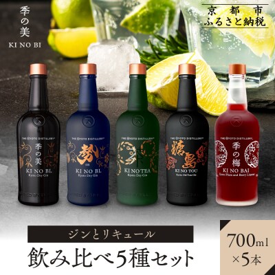 【京都蒸溜所】ジンとリキュール飲み比べ5種セット(季の美&勢&季のTEA&季のTOU&梅)
