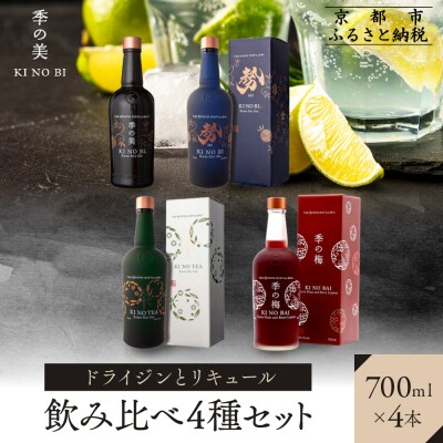 【京都蒸溜所】ドライジンとリキュール飲み比べ4種セット(季の美&勢&季のTEA&季の梅)
