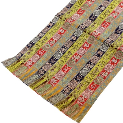 【龍村美術織物】経錦テーブルセンター3号(紅牙瑞錦)