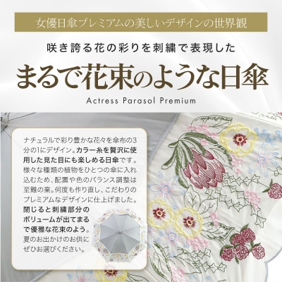 【シノワズリーモダン京都】花束みたいな刺繍かわず張りショート折りたたみ日傘 モカ