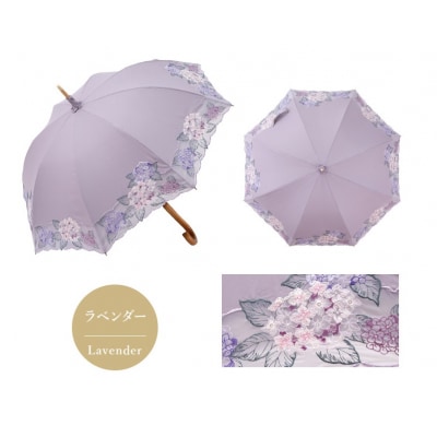 【シノワズリーモダン京都】女優日傘プレミアム 紫陽花オーガンジー刺繍 かわず張り長日傘 ラベンダー