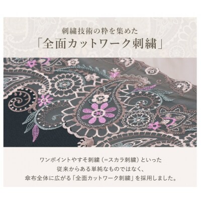 【シノワズリーモダン京都】女優日傘プレミアム ペイズリー更紗オーガンジー刺繍長日傘 モカ