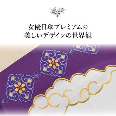 【シノワズリーモダン京都】瑞雲オーガンジーカットワーク刺繍かわず張りショート折りたたみ日傘 ネイビー