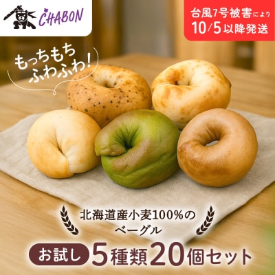 【CHABON】北海道産小麦100%のベーグル お試し5種類20個セット|京都 人気