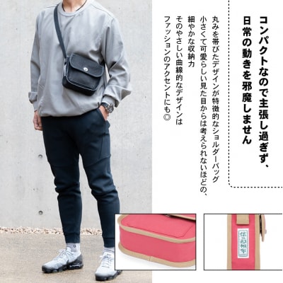 【一澤信三郎帆布】綿帆布製ショルダーバッグ S-14 こげ茶(ベージュ)|京都 鞄 手づくり 人気