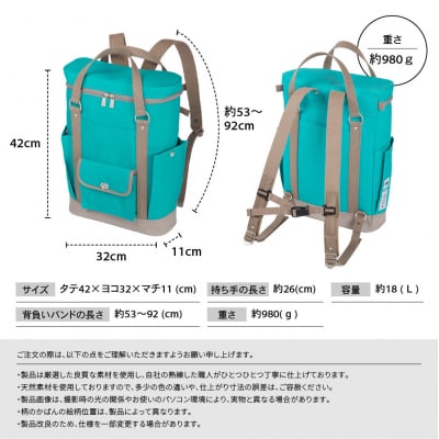 【一澤信三郎帆布】綿帆布製リュック R-08 あさぎ 120周年限定|京都 鞄 老舗 人気