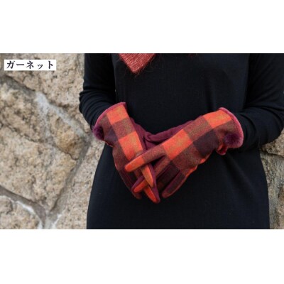 【シノワズリーモダン京都】手の平全体スマホ対応 ウールカシミヤ スマホ手袋 ガーネット