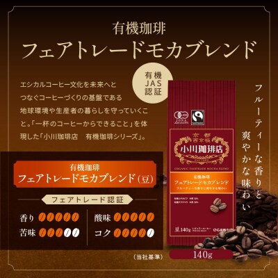 小川珈琲直営店 有機珈琲 フェアトレードモカブレンド(豆)140g|京都 コーヒー 人気ブランド