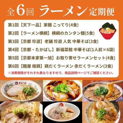 ラーメン激戦区!京都の人気ラーメン食べ比べ定期便 全6回