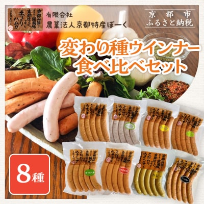 【京都特産ぽーく】変わり種ウインナー 8種 食べ比べセット