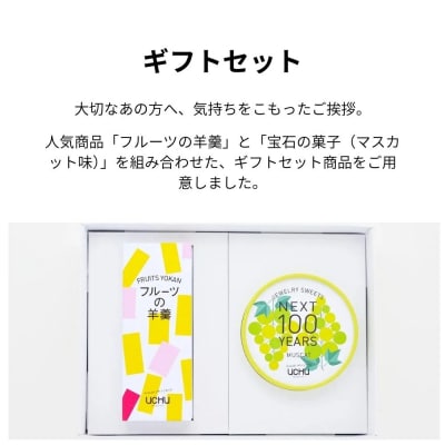 【UCHU wagashi】フルーツの羊羹+宝石の菓子(マスカット)ギフトセット