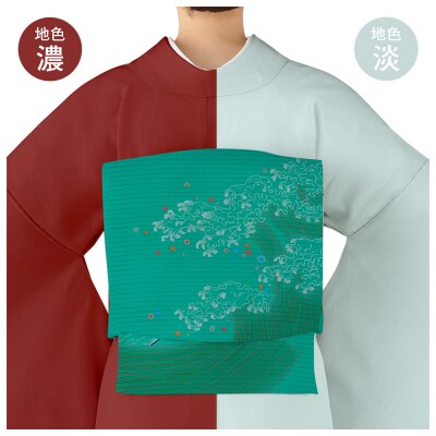 【和装振興応援プロジェクト】歳時記8月3「サーフィン・波」京手描友禅 染帯|染帯 着物 織物 人気 