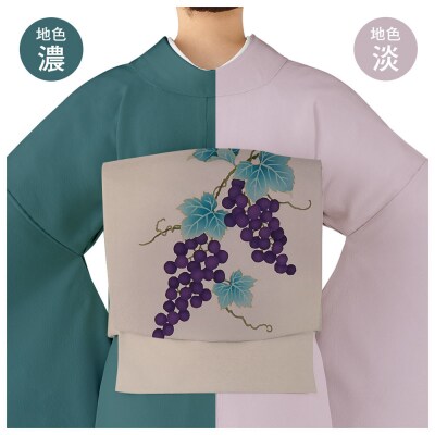 【和装振興応援プロジェクト】歳時記10月1「ぶどう狩り」京手描友禅 染帯|染帯 着物 織物 人気