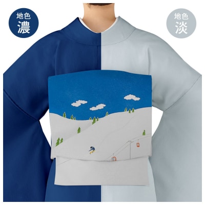 【和装振興応援プロジェクト】歳時記12月2「スキー」京手描友禅 染帯|染帯 着物 織物 