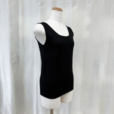【伊と幸】《白生地の老舗が贈る》姫+ウォッシャブル シルクニット タンクトップ(Mサイズ・ブラック)