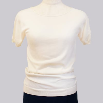 【伊と幸】《白生地の老舗が贈る》姫+ウォッシャブル シルクニット 半袖(Mサイズ・ホワイト)