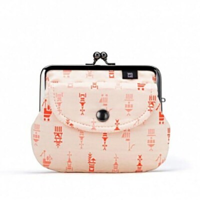 【荒川】 京都ならでは!ふっくらふくれ織親子がま口 鉾柄【白×赤】