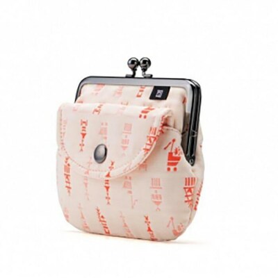 【荒川】 京都ならでは!ふっくらふくれ織親子がま口 鉾柄【白×赤】