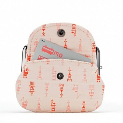 【荒川】 京都ならでは!ふっくらふくれ織親子がま口 鉾柄【白×赤】