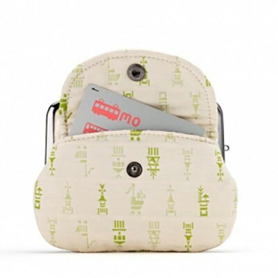 【荒川】 京都ならでは!ふっくらふくれ織親子がま口 鉾柄【白×緑】