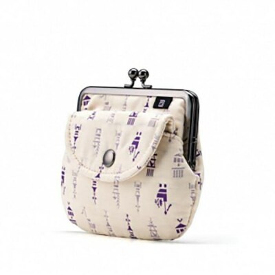 【荒川】 京都ならでは!ふっくらふくれ織親子がま口 鉾柄【白×紫】