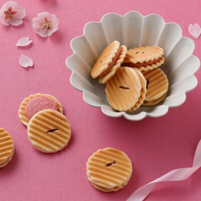 【鼓月】姫千寿せんべい二段箱(さくら12枚入・シュガークリーム12枚入)| 京都 スイーツ 人気