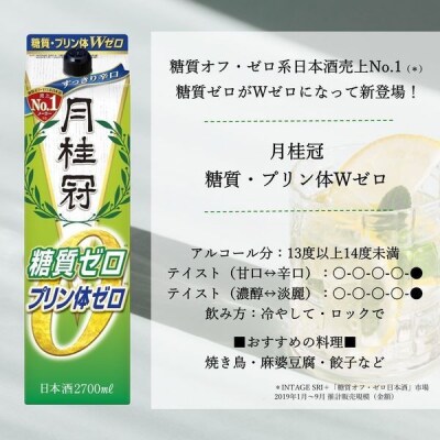 【月桂冠】糖質・プリン体Wゼロのお酒2.7L×1本 |京都 日本酒 人気セット おすすめ