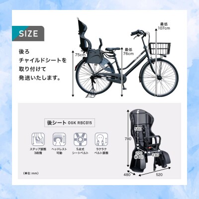 完成品でお届け!2人乗り自転車 26インチ 後ろシート設置済 〈マットブラック〉