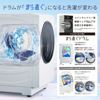 AQUAドラム式洗濯乾燥機 洗濯12kg 乾燥6kg 台無し(左開き:ブラック)