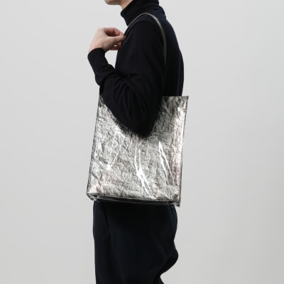【KENTO HASHIGUCHI×京都西陣織】手もみ銀箔 トートバッグ A4 縦型|京都 バッグ