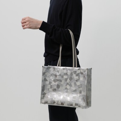 【KENTO HASHIGUCHI×京都西陣織】銀引箔 トートバッグ A4 横型|京都 バッグ 鞄