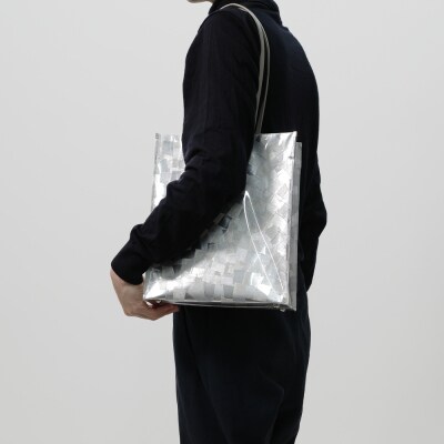 【KENTO HASHIGUCHI×京都西陣織】銀引箔 トートバッグ B5 縦型|京都 バッグ 鞄