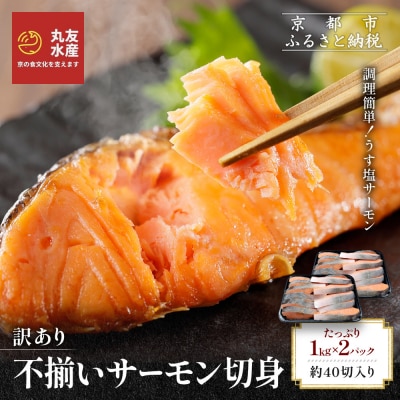 【丸友水産】訳あり 不揃いサーモン切身 1kg×2パック 約40切入り|京都 サーモン チリ産