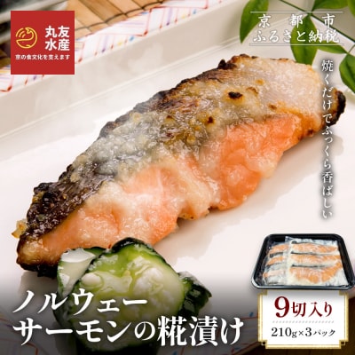 【丸友水産】ノルウェーサーモンの糀漬け 210g×3パック 計9切入り|京都 ノルウェーサーモン