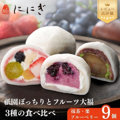 【仁々木】テレビで多数紹介!|祇園ぽっちり・抹茶クリームと渋皮くり・ブルーベリーのセット 9個入り