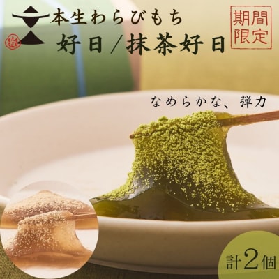 〈期間限定〉【文の助茶屋】本生わらびもち 好日・抹茶好日 2種詰合せ|京都 和菓子 人気スイーツ
