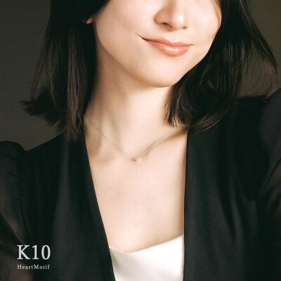 【心葉/京都】K10 天然ダイヤモンド×ピンクサファイアネックレス「ホワイトゴールド」