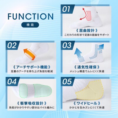 【ファイテン】スポーツソックス 丸つま先 ロング (2足組) ホワイト<22～24cm>
