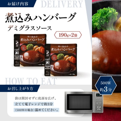 神戸開花亭 煮込みハンバーグ デミグラスソース 190g×2袋|京都 有名店 ハンバーグ 人気セット
