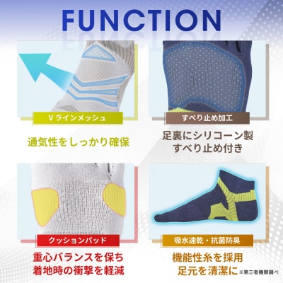 ファイテン 足王(ソッキング)5本指 メンズ ブラック/グレー<25～27cm>|人気 ソックス