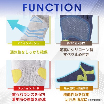 ファイテン 足王(ソッキング)5本指 メンズ ブラック/グレー<27～29cm>|人気 ソックス