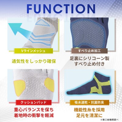 ファイテン 足王(ソッキング) 丸つま先タイプ レディース ブラック/グレー<22～24cm>