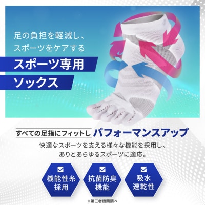 ファイテン 足王(ソッキング)5本指 メンズ ネイビー/イエロー<25～27cm>|人気 ソックス