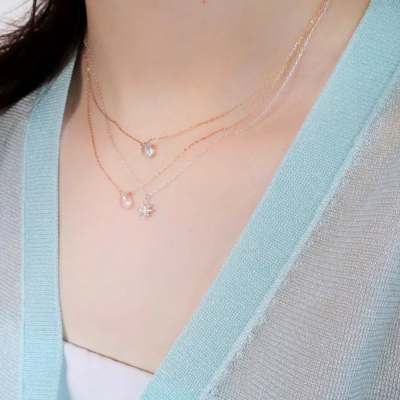 【KAORU】ナチュラルストーンネックレス ローズクォーツ / K10YG|京都 人気アクセサリー
